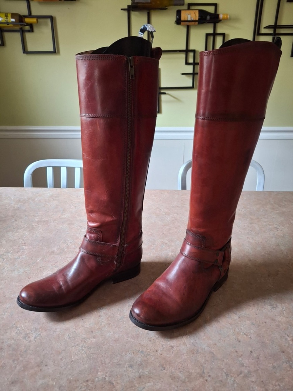 Frye Red-Brown Leather Riding Boots